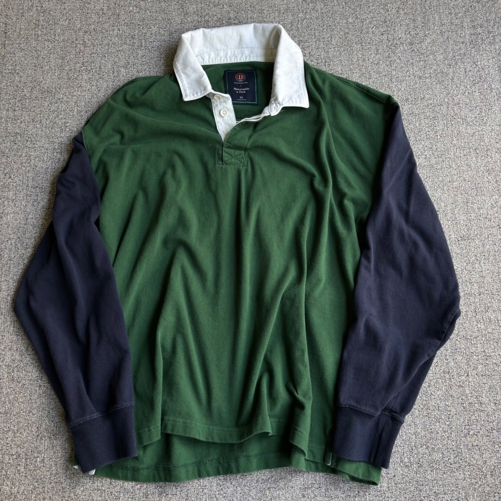 Abercrombie & Fitch Rugby Shirt Mens XL Green Colorblock Danzy Design Studio 81